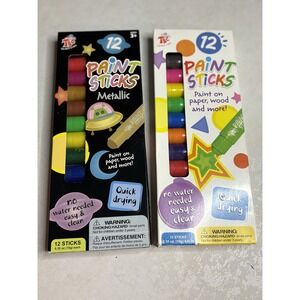 TBC The Best Crafts 12 Paint Sticks Metallic and Classic 2 Pack Bundle 24 Total